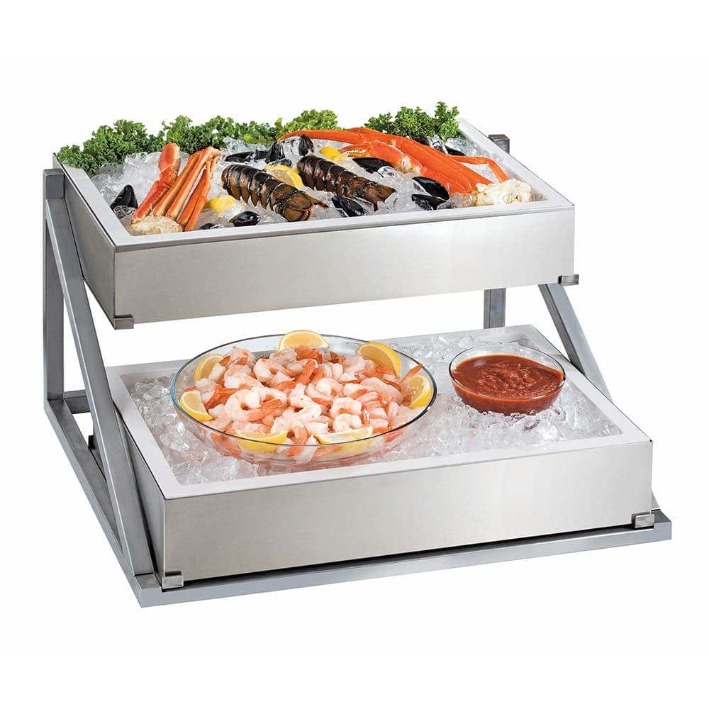 Cal-Mil 4120 2 Level Display Stand - 26 1/8"L x 26"W x 14 1/8"H, Stainless Steel