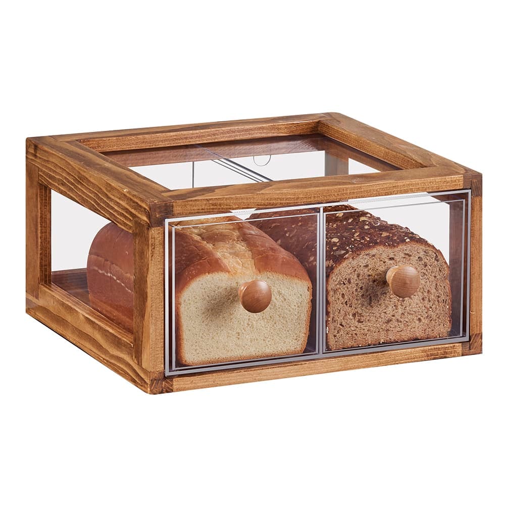 Cal-Mil 4200-2-99 2 Drawer Bread Case - 13 5/8"W x 13"D x 7 1/8"H, Plastic Case, Rustic Pine Frame
