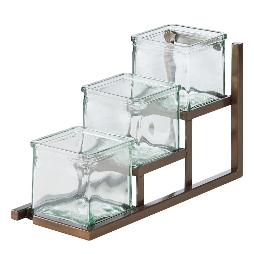 Cal-Mil 4304-84 Rectangular 3 Compartment Condiment Jar Display - Clear/Brown