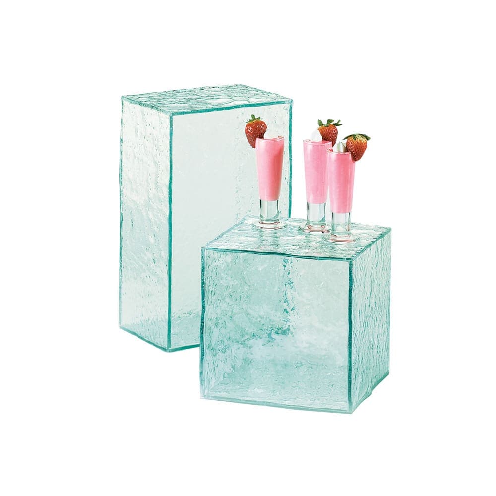 Cal-Mil 432-13-43 Rectangular Buffet Riser - 13"W x 8"D x 6"H, Faux Glass, Aqua