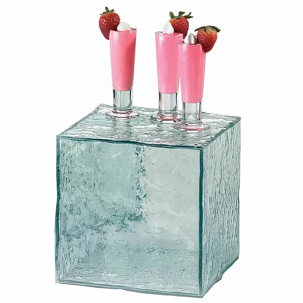 Cal-Mil 432-8-43 8" Square Buffet Riser - Faux Glass, Aqua