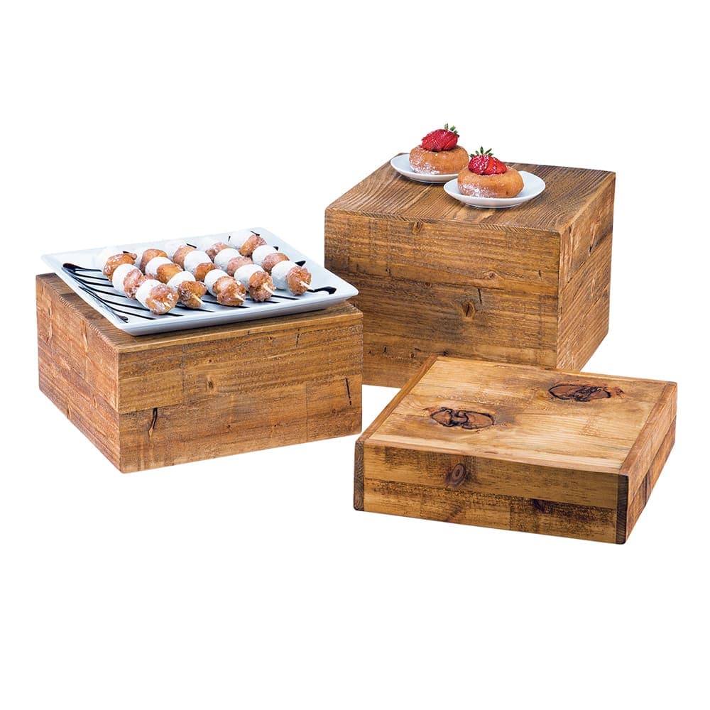 Cal-Mil 432-9-99 12" Square Display Riser Crate - 9"H, Reclaimed Wood