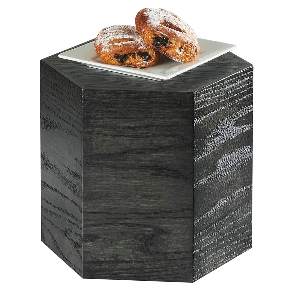 Cal-Mil 435-11-87 12" Hexagon Display Riser - 11"H, Oak, Black