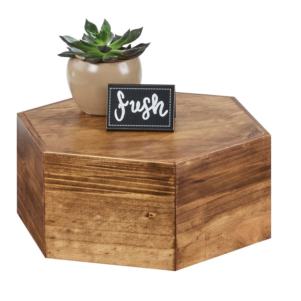 Cal-Mil 435-5-99 Hexagon Display Riser - 12"D x 5"H, Rustic Pine