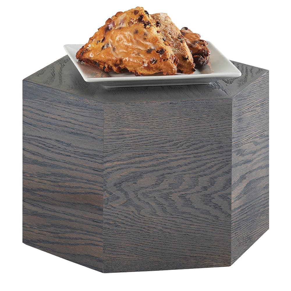 Cal-Mil 435-8-83 Hexagon Display Riser - 12"D x 8"H, Oak Wood, Gray