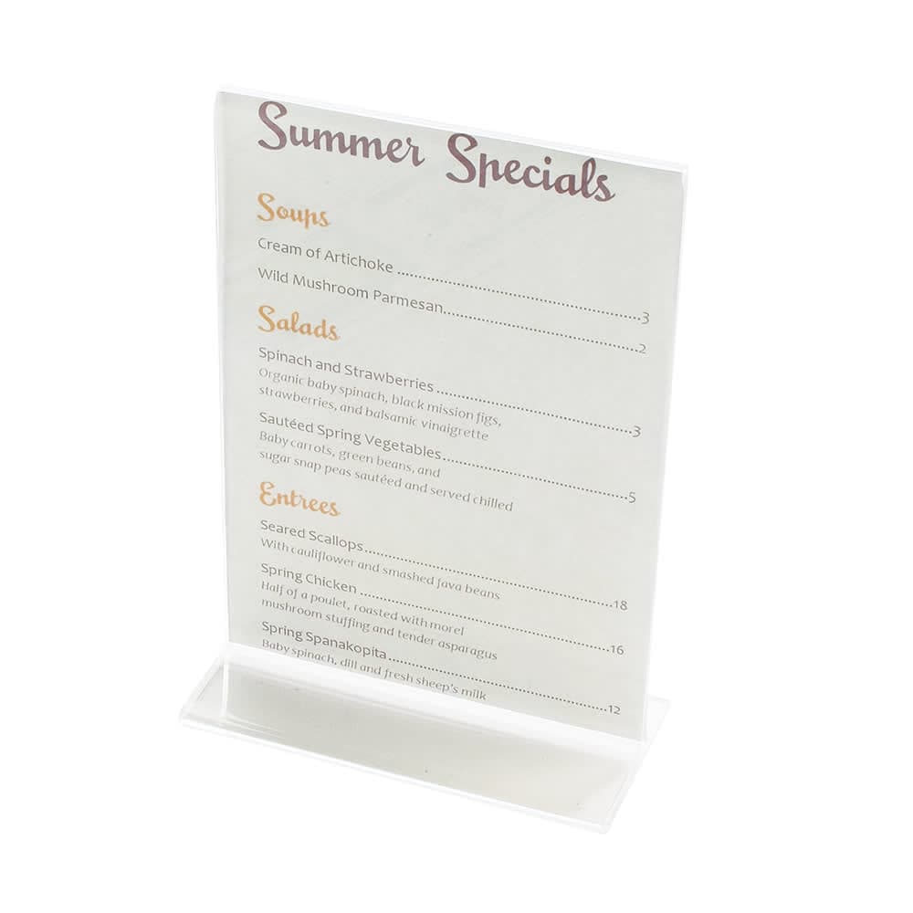 Cal-Mil 506 Tabletop Menu Card Holder - 4" x 6", Acrylic, Clear