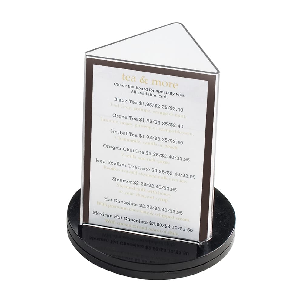 Cal-Mil 507 3 Sided Tabletop Menu Card Holder - 4" x 6", Acrylic, Black