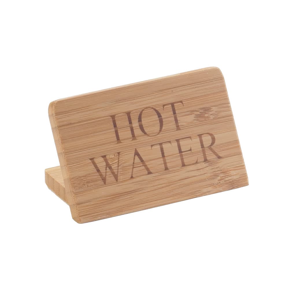Cal-Mil 606-3 "Hot Water" Table Sign - 2" x 3", Bamboo