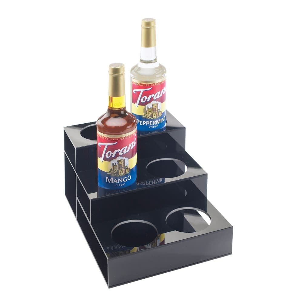 Cal-Mil 677 3 Tier Bottle Organizer w/ 6 Bottle Capacity, Black Acrylic