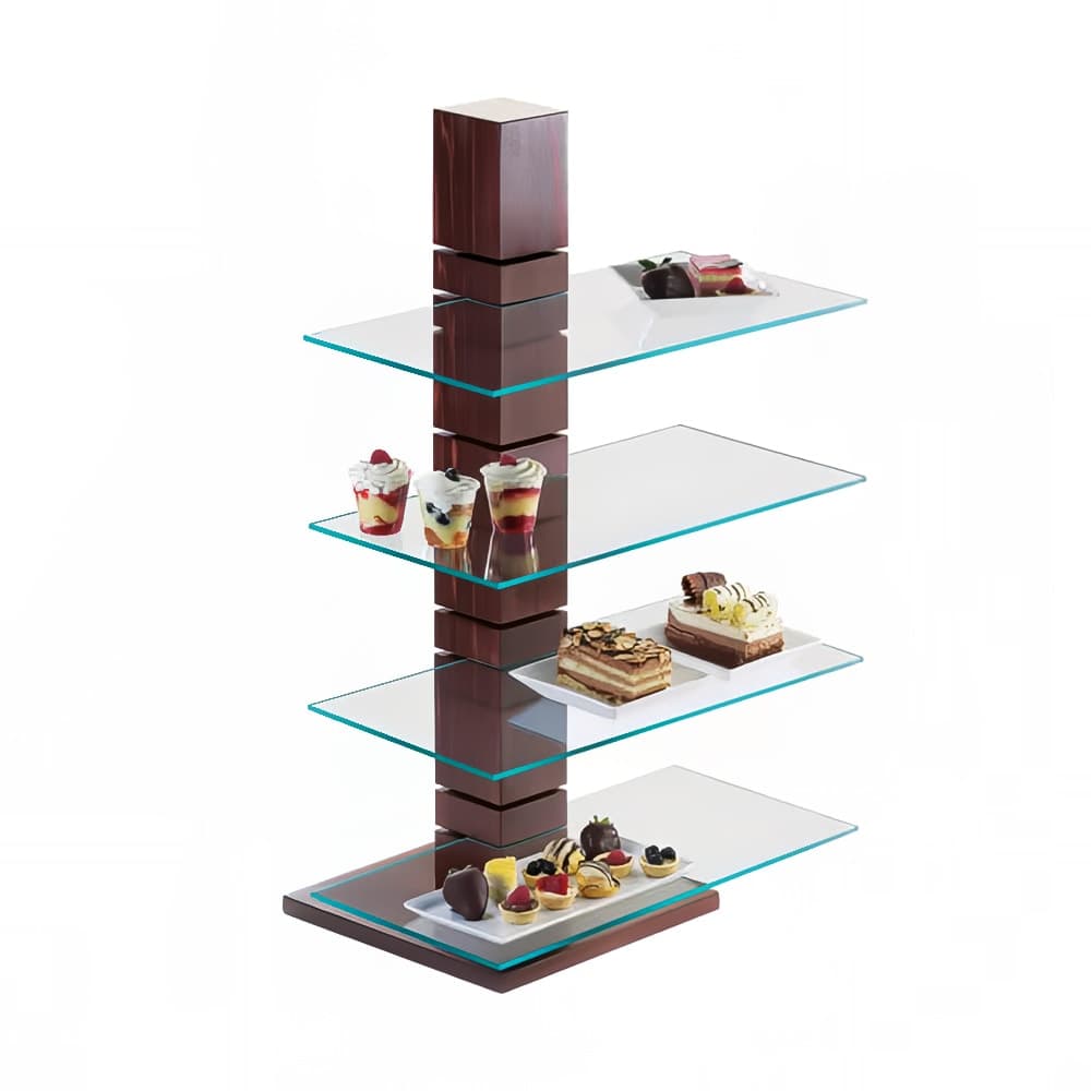 Cal-Mil 791-52 9" Square Buffet Riser - 32 1/2"H, Dark Wood