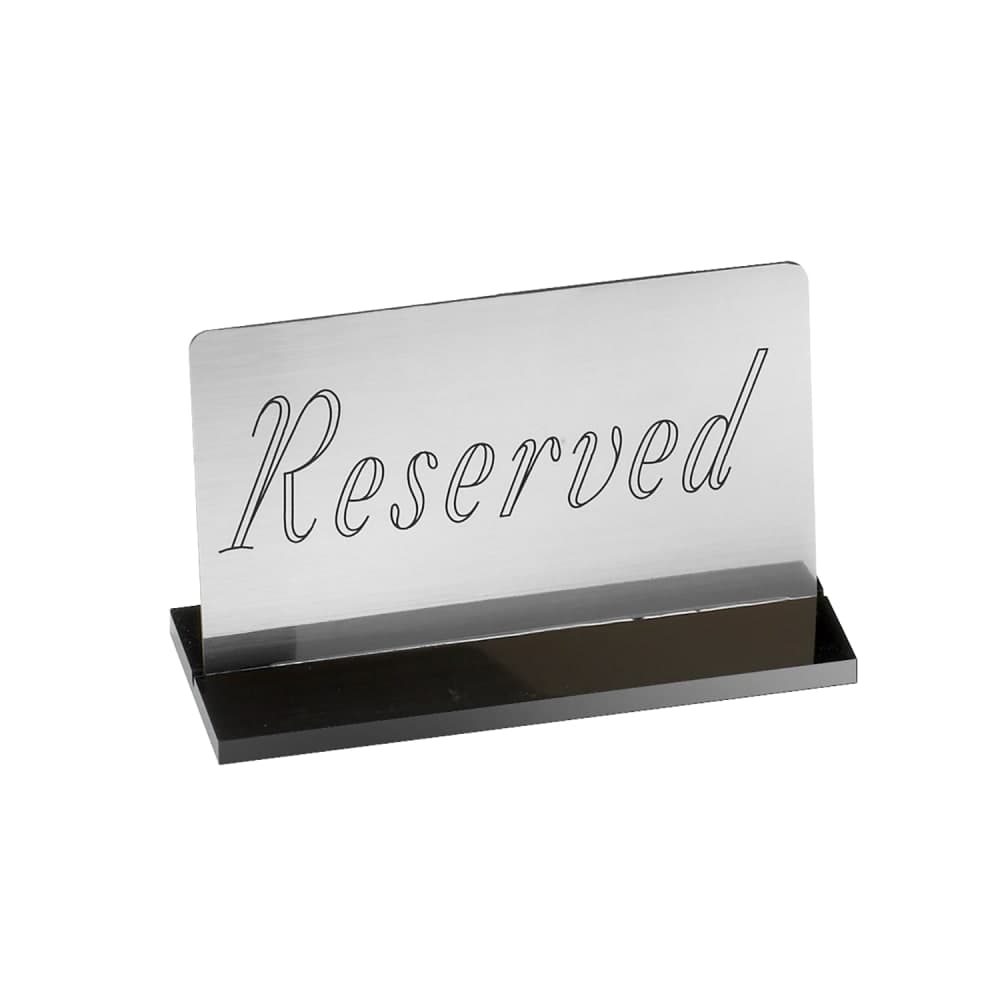 Cal-Mil 956-10 "Reserved" Table Sign - 3" x 5", Silver