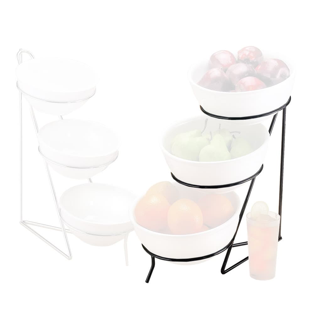 Cal-Mil C1222-10 Tiered Bowl Rack w/ Black Frame & (3) 10" Rings