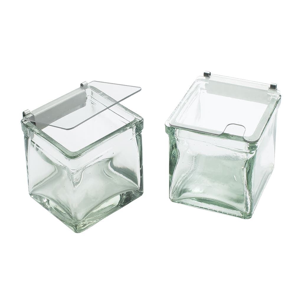 Cal-Mil C4X4GLCN Square 1 Compartment Condiment Jar - Clear