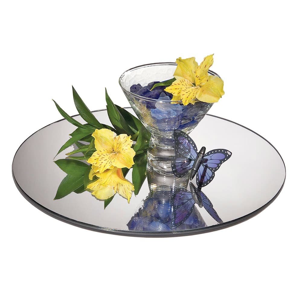 Cal-Mil GT12 12" Round Mirror Tray - Rimless, Glass