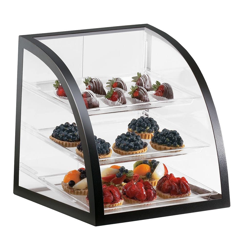 Cal-Mil P255-13 Countertop Display Case w/ Rear Door & Euro Front, Black Frame