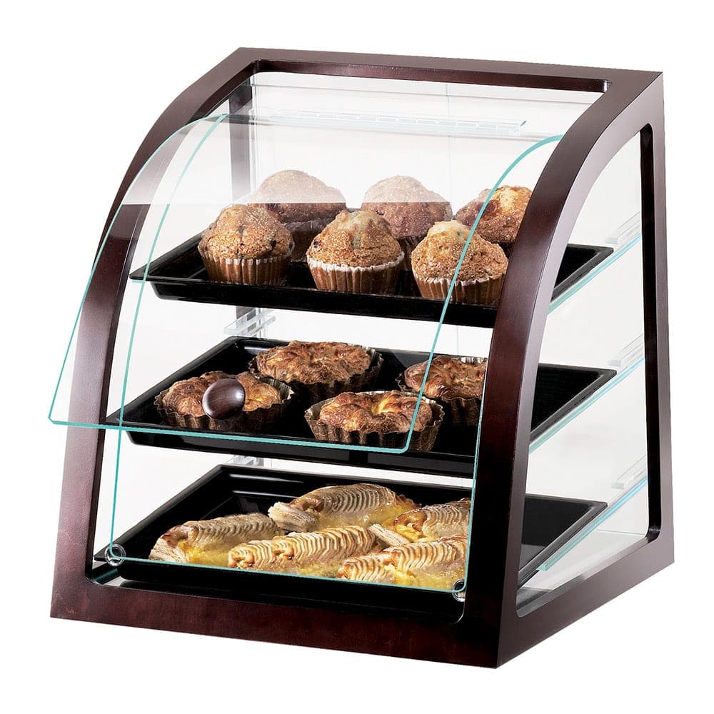 Cal-Mil P255-52S Countertop Display Case w/ Rear Door & Euro Front, Dark Wood Trim