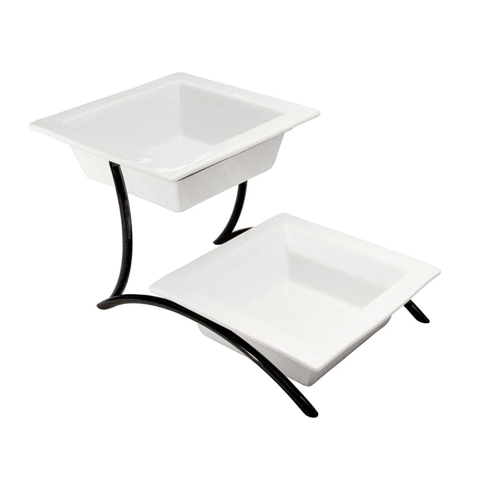 Cal-Mil PP302-13 2 Tier Square Bowl Display - Porcelain, Black