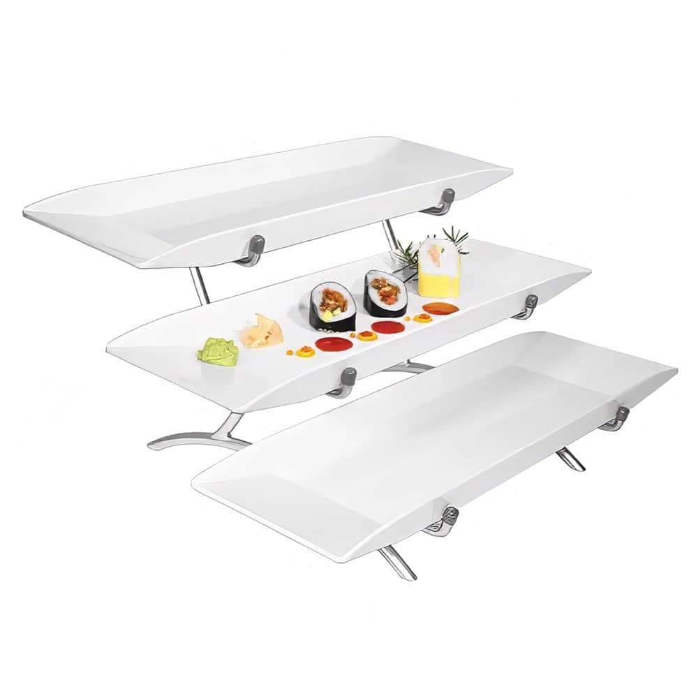 Cal-Mil SR1033-39 3 Tier Rectangular Sierra Tier Display Set - Melamine, Platinum