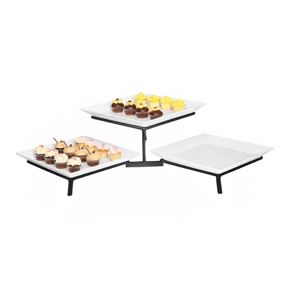 Cal-Mil SR1600-13 2 Tier Square Sierra Platter Display Stand - Podium Style, Black