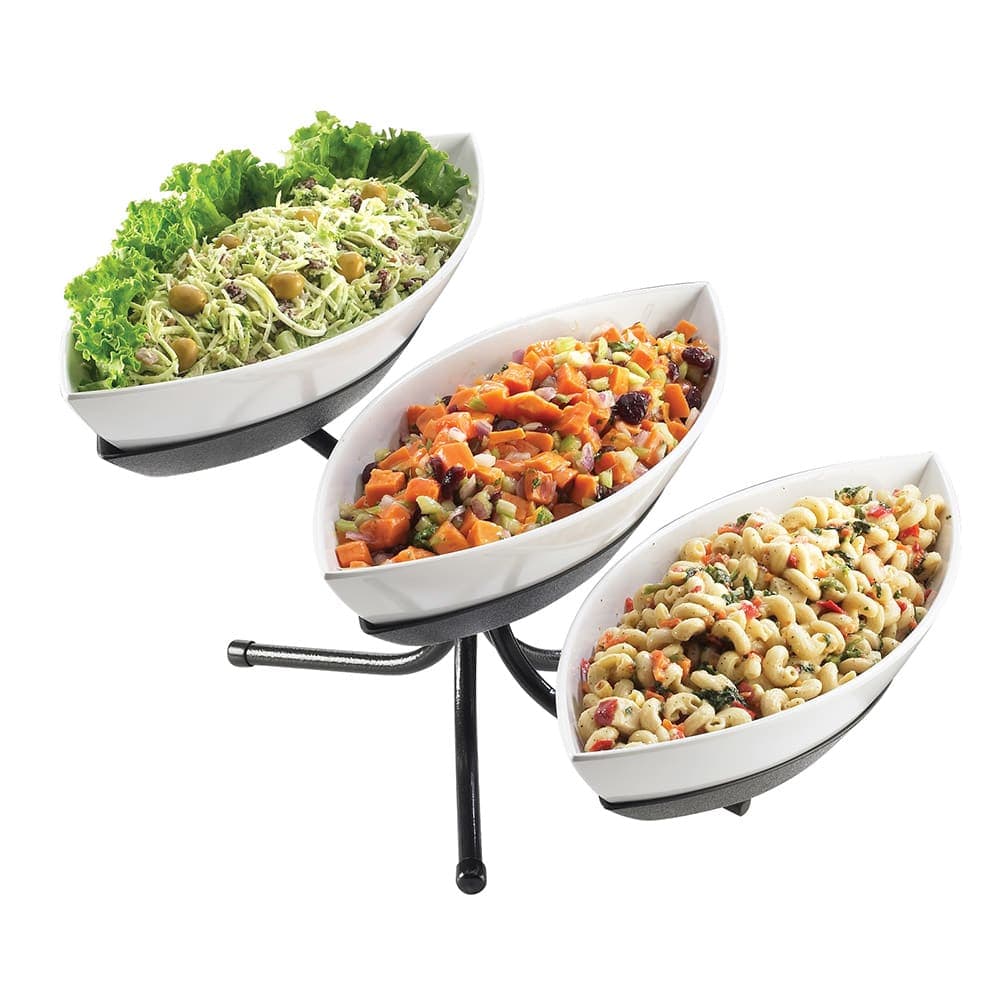 Cal-Mil SR304-13 3 Tier Gourmet Canoe Bowl Display - Melamine, Black