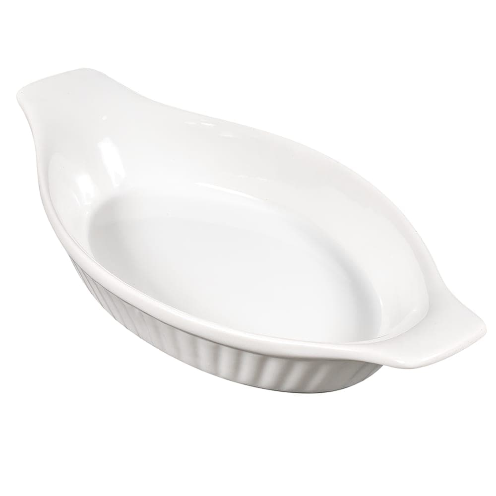 Browne 8 oz. Porcelain, Oval, Lasagna Baking Dish, White (564011)