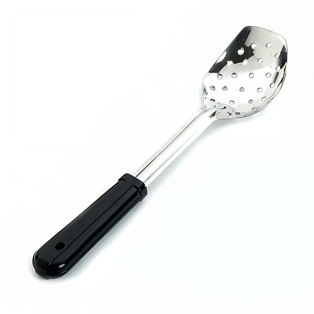 Browne 13" Perforated Serving Spoon, Three Sided, Black Plastic Handle (5763)