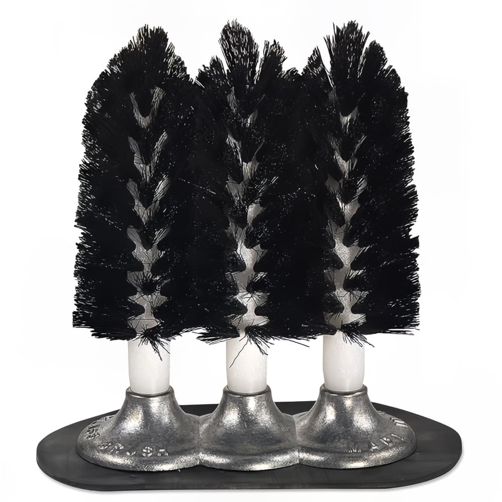 Browne Triple Glass Brush, 8 1/2 in, Suction Base, Black Nylon Brushes (616113)