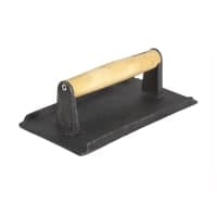 Browne Steak Weight w/ Ribbed Flat Bottom, Wooden Handle, 9x5 3/4" (706) thumbnail 2