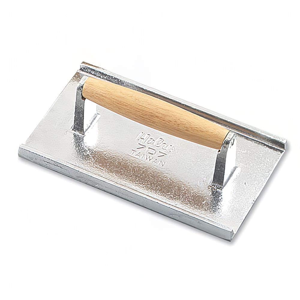 Browne Steak Weight w/ Wooden Handle - 9" x 5 3/4", Aluminum (707)