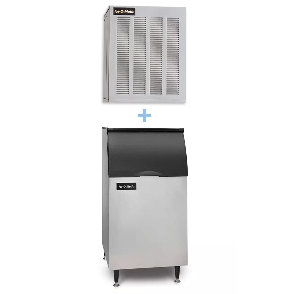 Ice-O-Matic GEM0956A/B42PS/KBT24 1053 lb Pearl Ice® Nugget Ice Machine w/ Bin - 351 lb Storage, Air Cooled, 208-230v