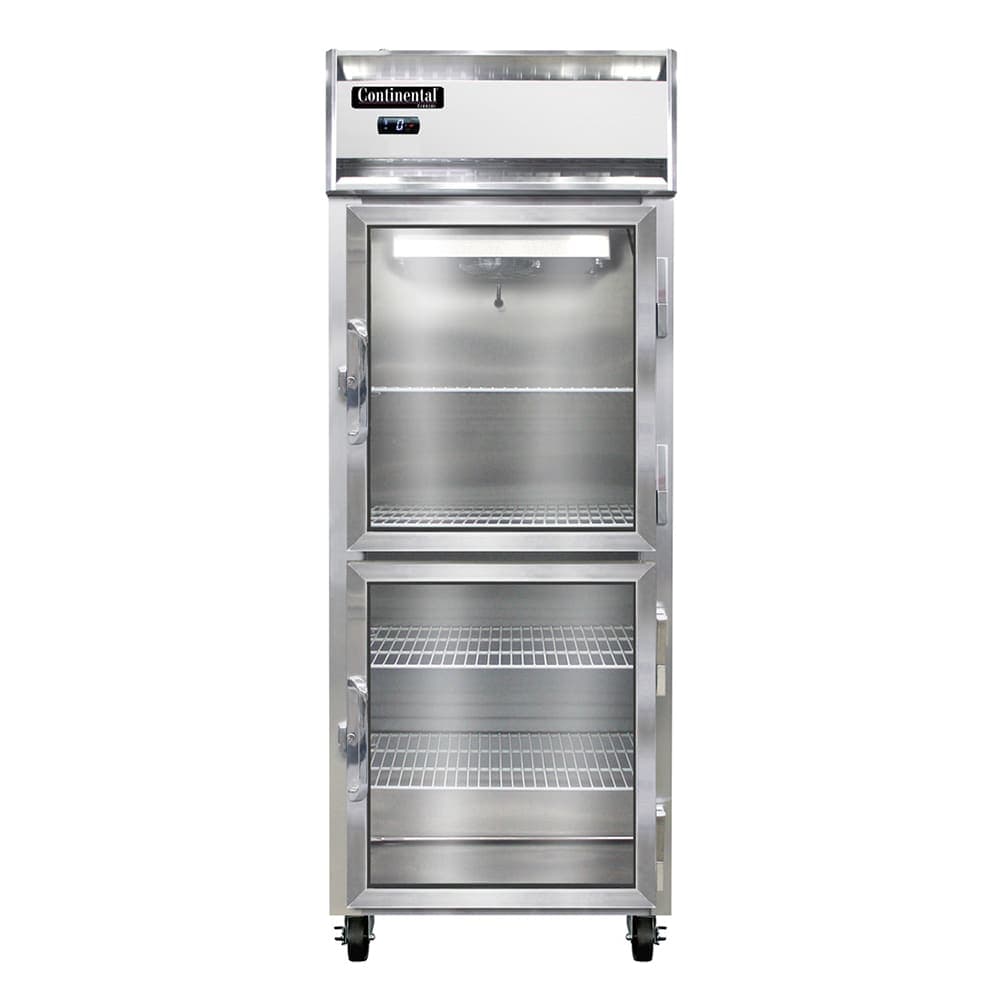 Continental 1FENGDHD 28 1/2" One Section Reach In Freezer, (2) Right Hinge Glass Doors, 115v