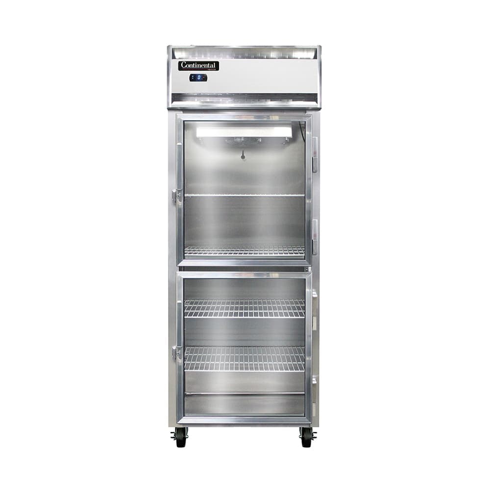 Continental 1FESNSAGDHD 28 1/2" One Section Reach In Freezer, (2) Right Hinge Glass Doors, 115v