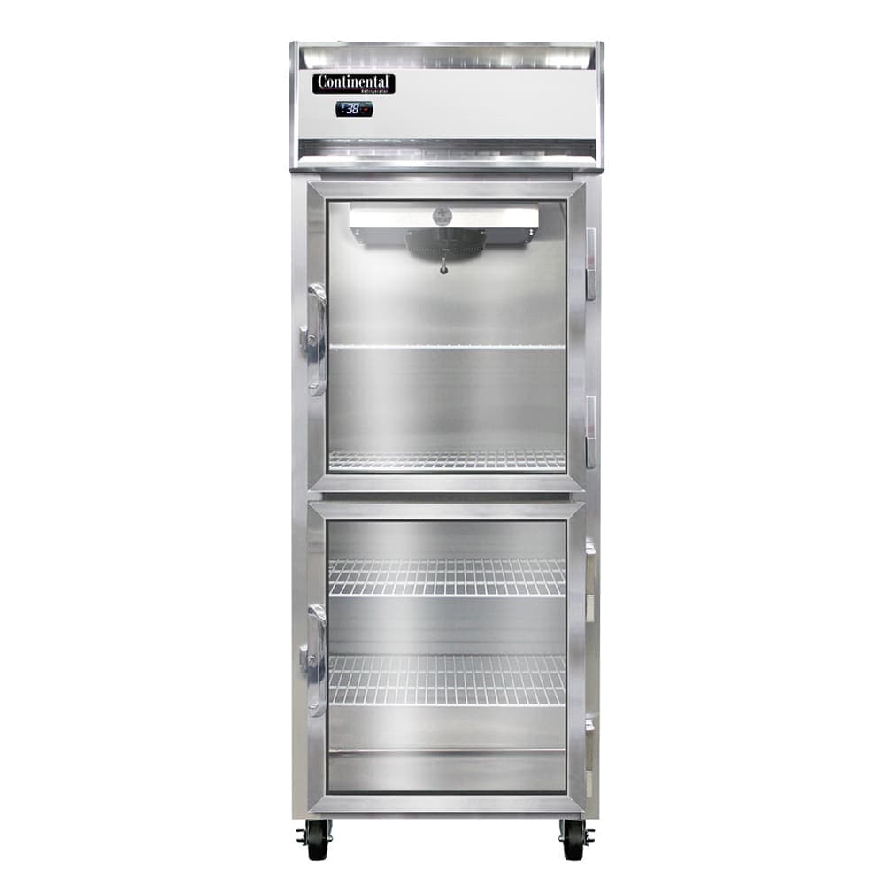 Continental 1RENGDHD 28 1/2" One Section Reach In Refrigerator, (2) Right Hinge Glass Doors, 115v