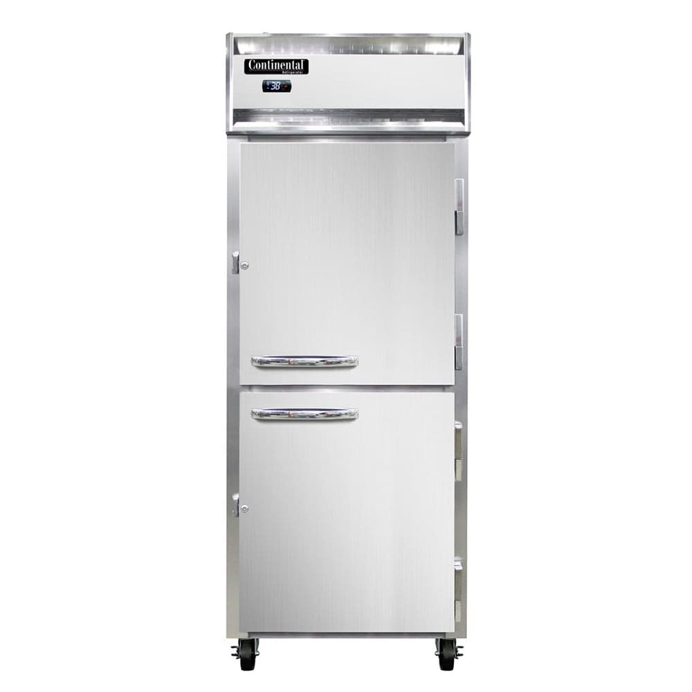 Continental 1RENPTHD 28 1/2" One Section Pass Thru Refrigerator, (4) Right Hinge Solid Doors, 115v