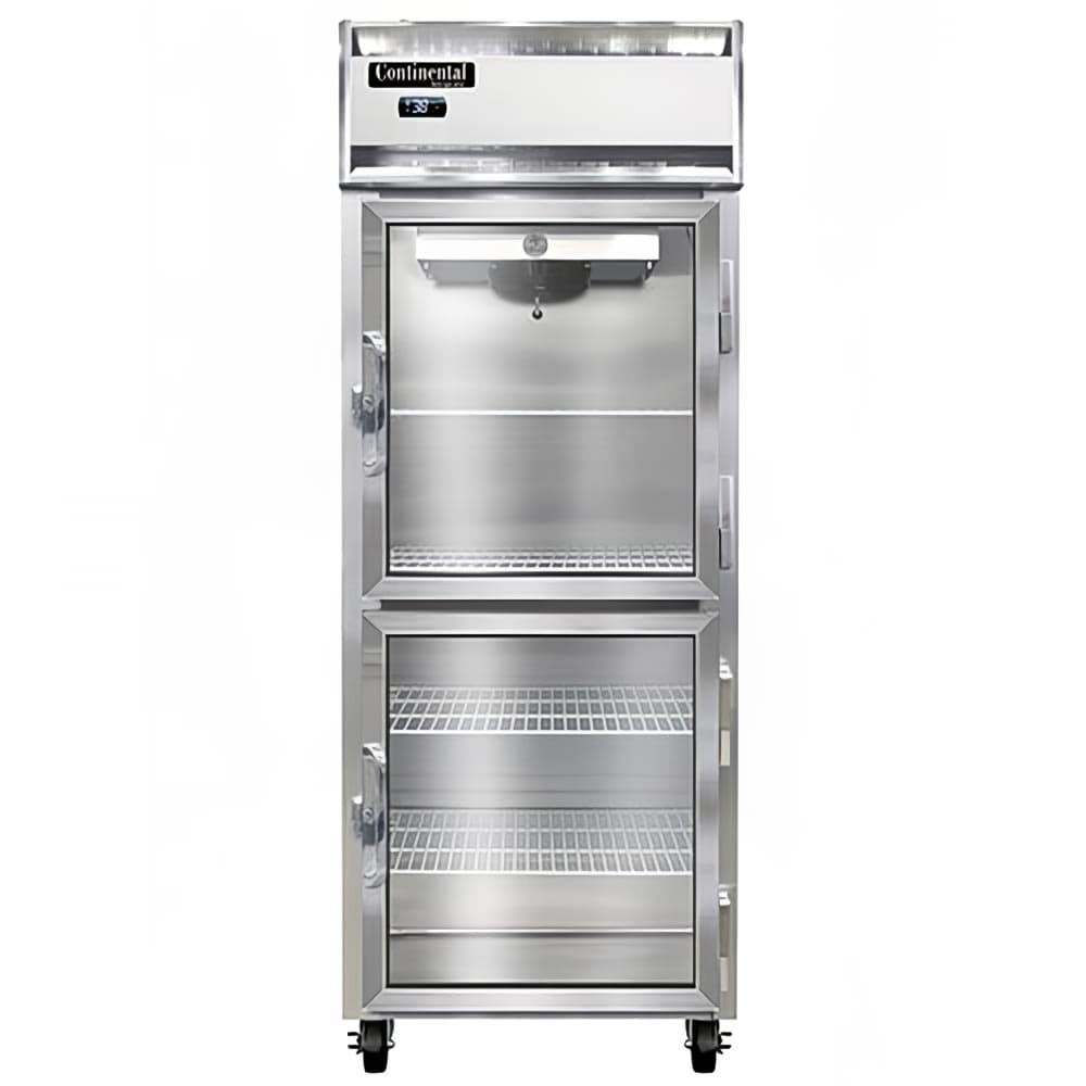 Continental 1RENSAGDHD 28 1/2" One Section Reach In Refrigerator, (2) Right Hinge Glass Doors, 115v
