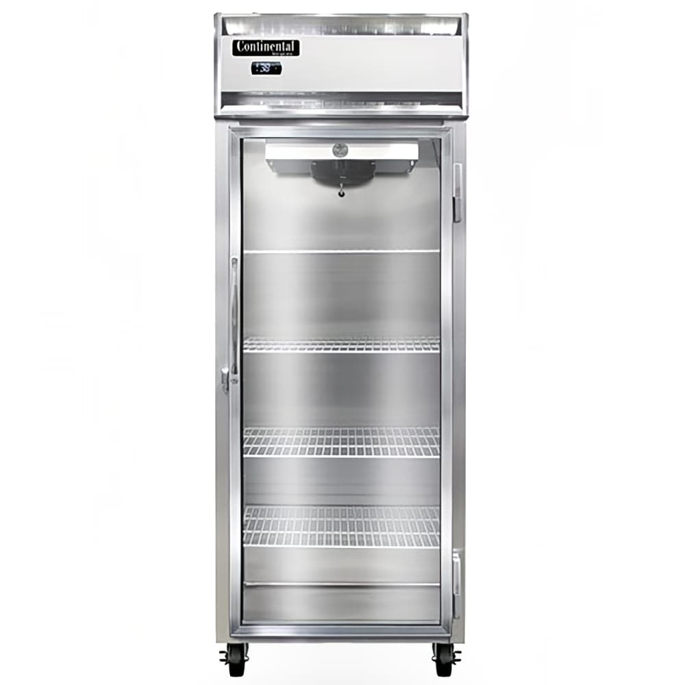 Continental 1RENSSGD 28 1/2" One Section Reach In Refrigerator, (1) Right Hinge Glass Door, 115v