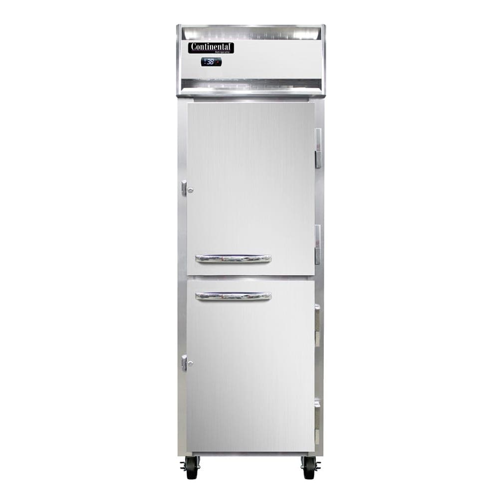 Continental 1RNHD 26" One Section Reach In Refrigerator, (2) Right Hinge Solid Doors, Top Compressor, 115v