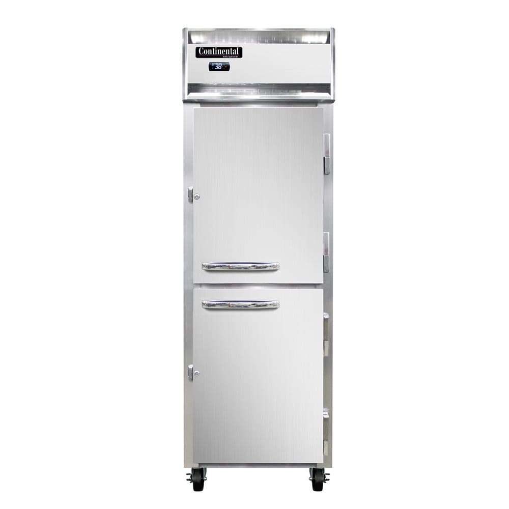 Continental 1RNPTHD 26" One Section Pass Thru Refrigerator, (4) Right Hinge Solid Doors, Top Compressor, 115v
