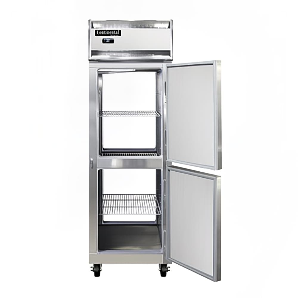 Continental 1RNSAPTHD 26" One Section Pass Thru Refrigerator, (4) Right Hinge Solid Doors, Top Compressor, 115v