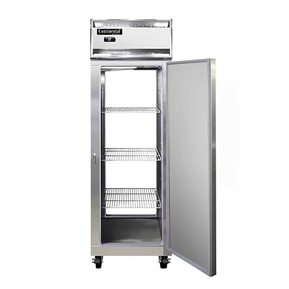 Continental 1RNSSPT 26" One Section Pass Thru Refrigerator, (2) Right Hinge Solid Doors, Top Compressor, 115v