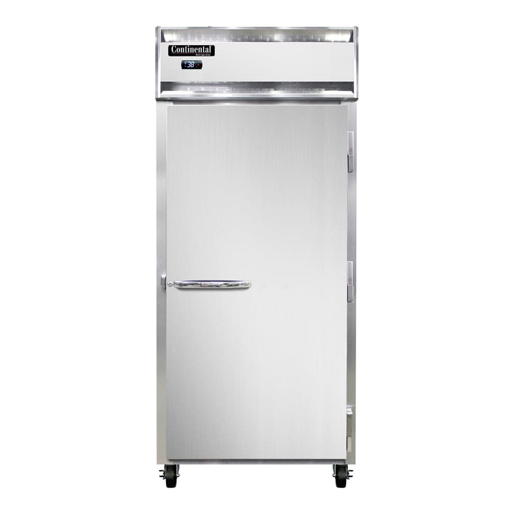 Continental 1RXNPT 36 1/4" One Section Pass Thru Refrigerator, (2) Right Hinge Solid Doors, Top Compressor, 115v