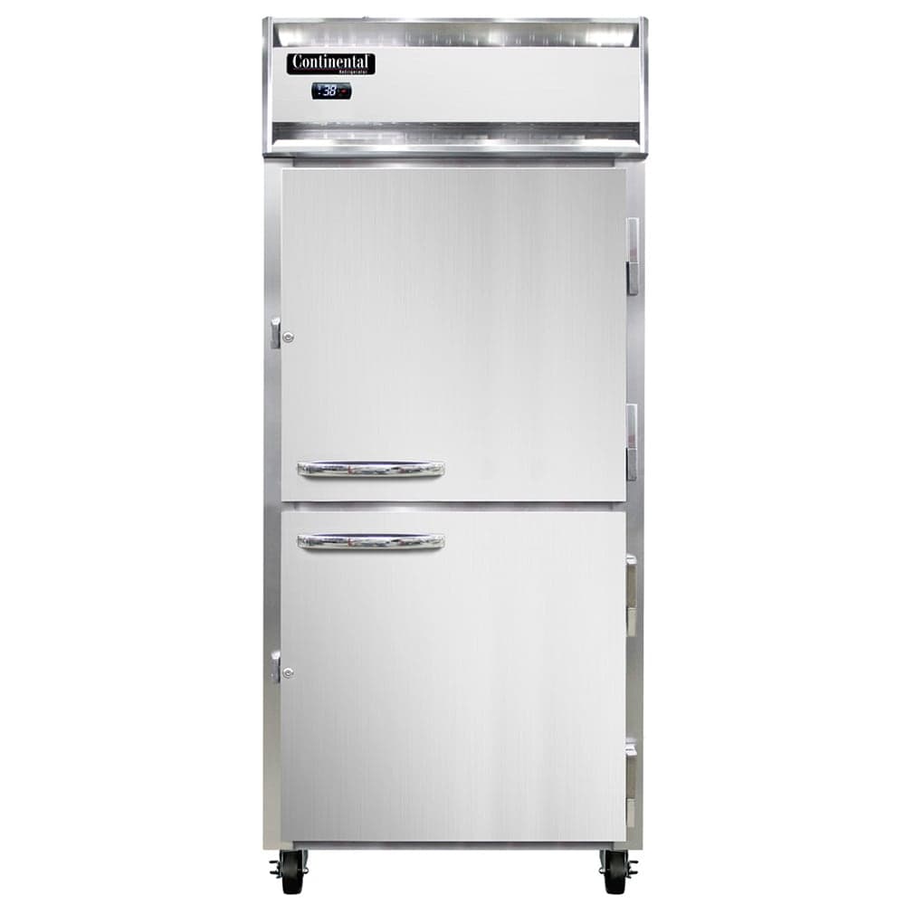 Continental 1RXNPTHD 36 1/4" One Section Pass Thru Refrigerator, (4) Right Hinge Solid Doors, Top Compressor, 115v