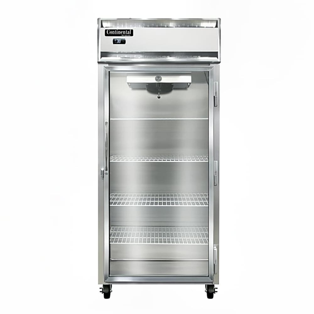 Continental 1RXNSAGD 36 1/4" One Section Reach In Refrigerator, (1) Right Hinge Glass Door, Top Compressor, 115v