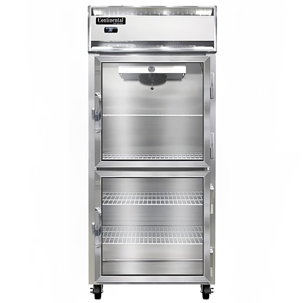 Continental 1RXNSAGDHD 36 1/4" One Section Reach In Refrigerator, (2) Right Hinge Glass Doors, Top Compressor, 115v