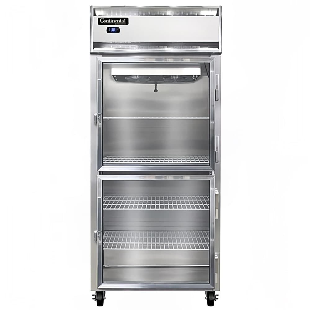 Continental 1RXSNGDHD 36 1/4" One Section Reach In Refrigerator, (2) Right Hinge Glass Doors, Top Compressor, 115v