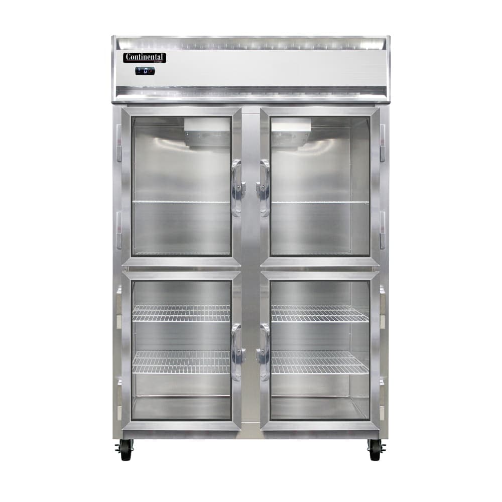 Continental 2FNGDHD 52" Two Section Reach In Freezer, (4) Left/Right Hinge Glass Doors, 115/208-230v