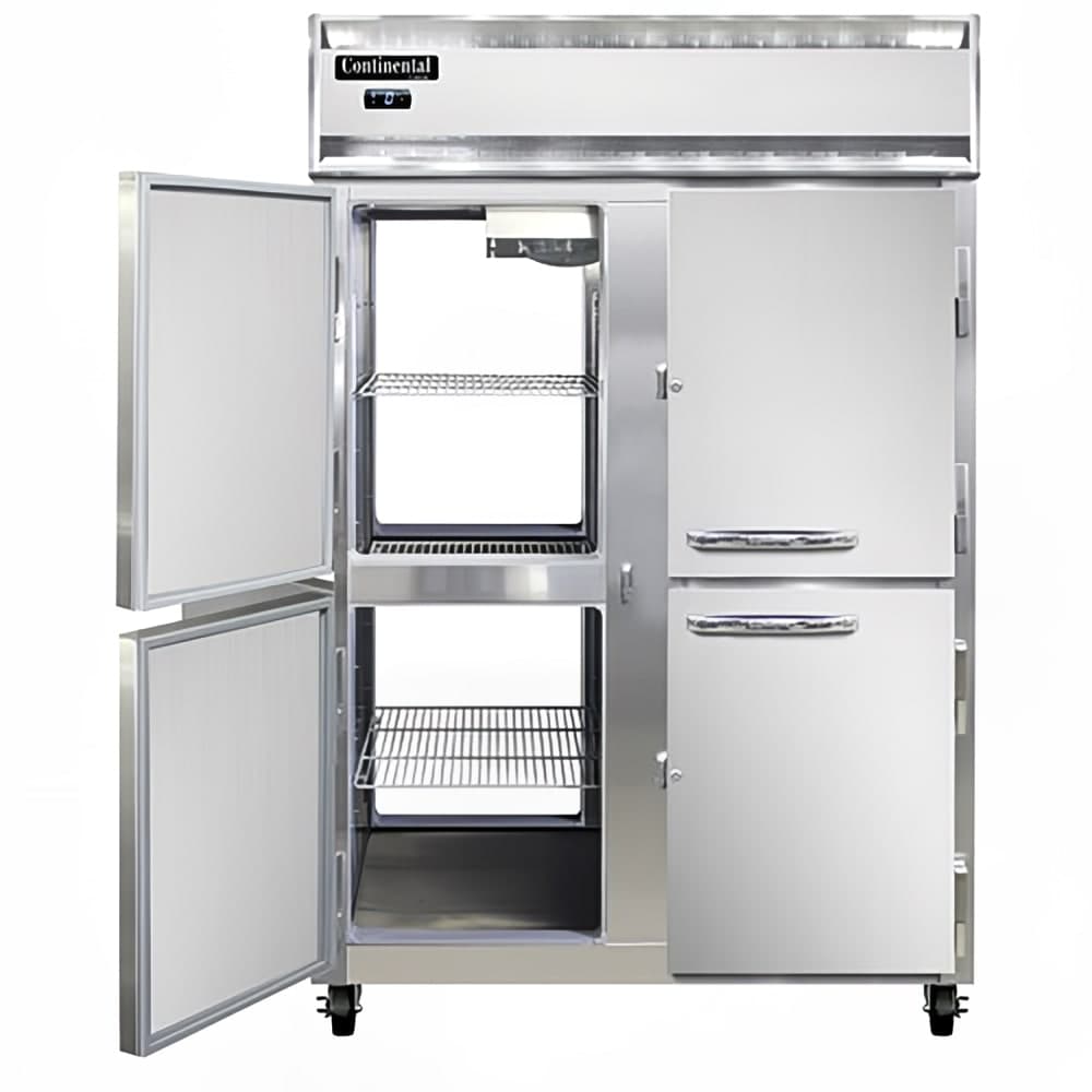 Continental 2FNPTHD 52" Two Section Pass Thru Freezer, (8) Left/Right Hinge Solid Doors, 115/208-230v