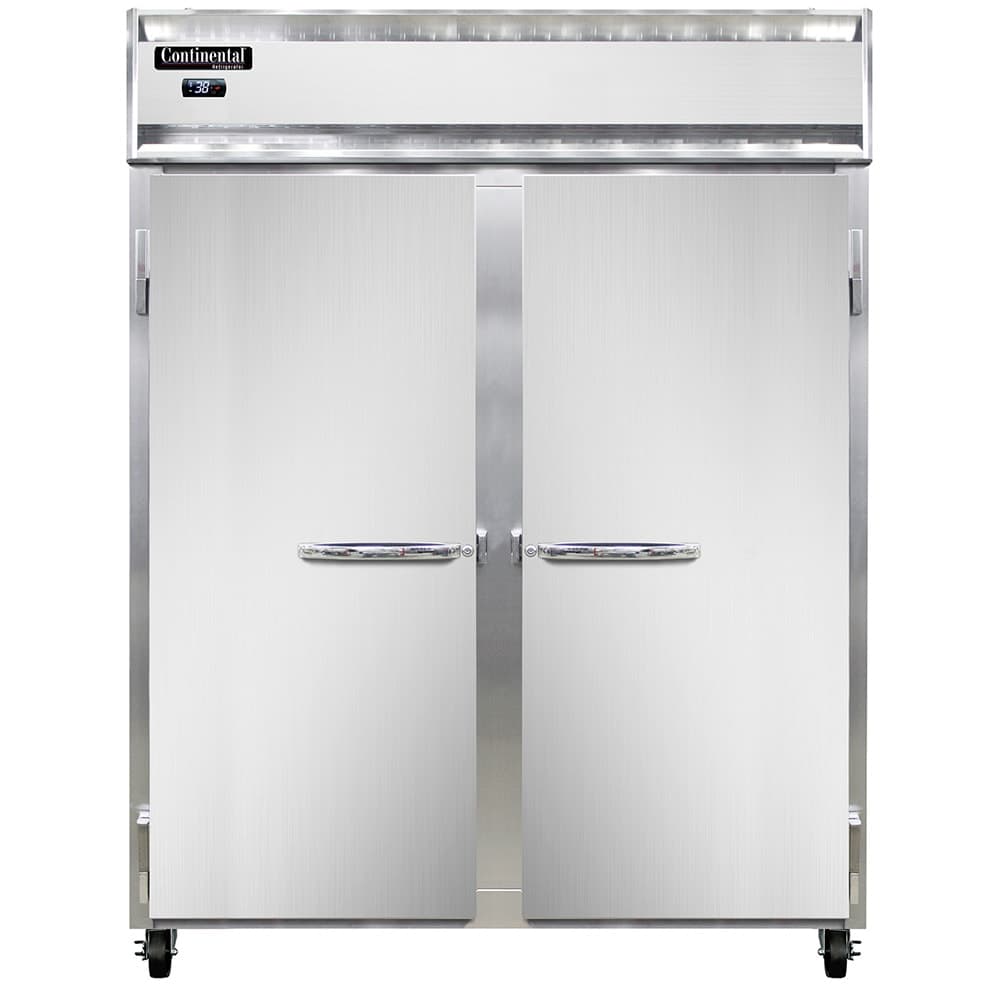 Continental 2REN 57" Two Section Reach In Refrigerator, (2) Left/Right Hinge Solid Doors, 115v