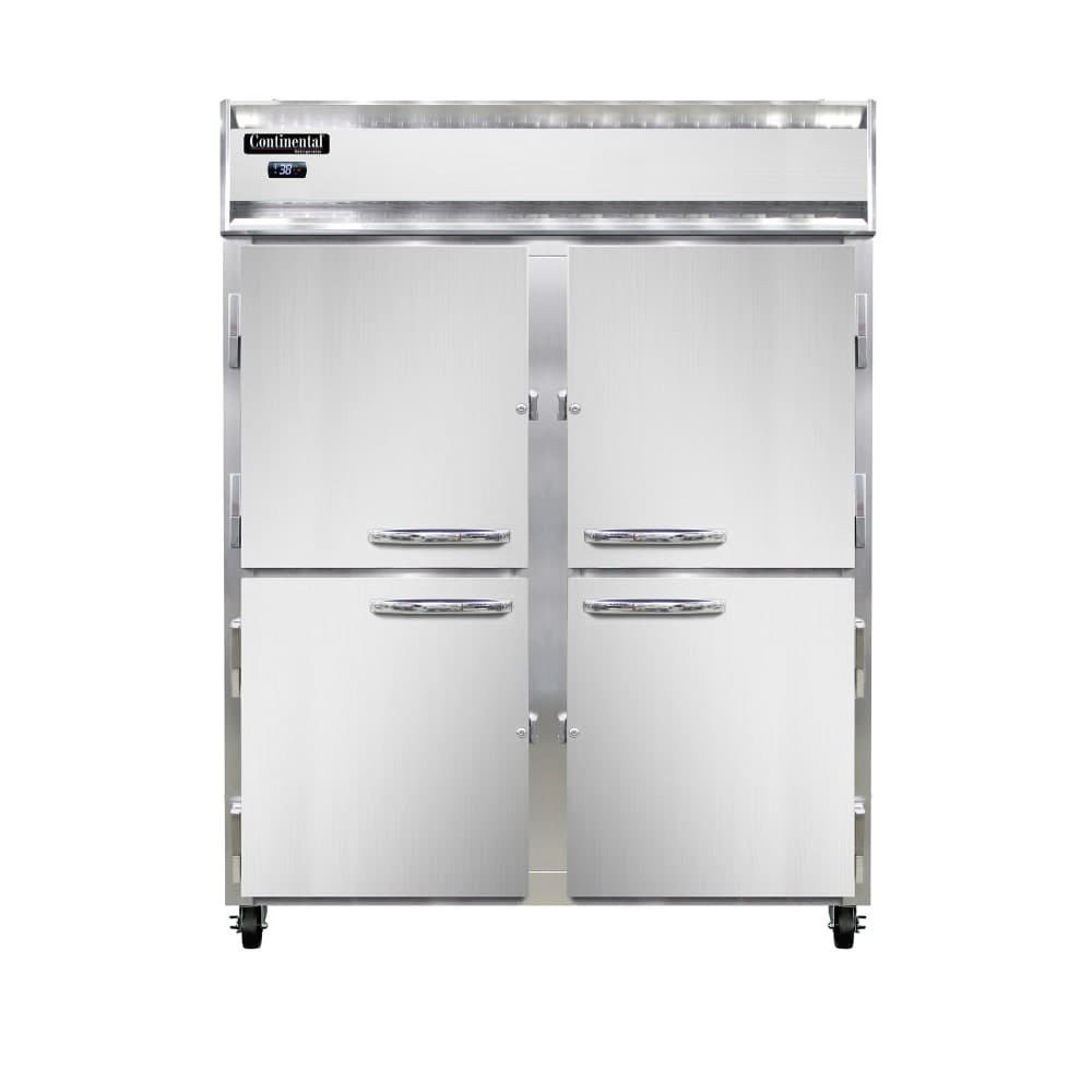 Continental 2RENHD 57" Two Section Reach In Refrigerator, (2) Left/Right Hinge Solid Doors, Top Compressor, 115v