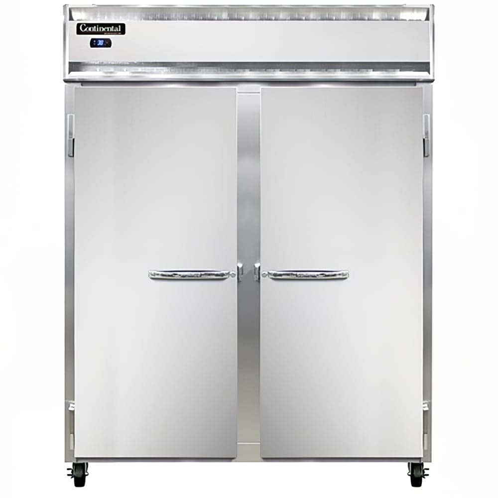 Continental 2RESN 57" Two Section Reach In Refrigerator, (2) Left/Right Hinge Solid Doors, Top Compressor, 115v